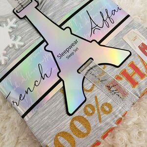 NWT French Affair LARGE Sleepwear Pajama & Scrunchie Gift Set Gingerbread theme